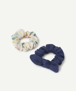Les 2 chouchous uni bleu marine et fleuri - TU