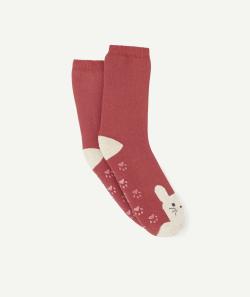 Les chaussettes hautes rouges à animation lapin - 38-40