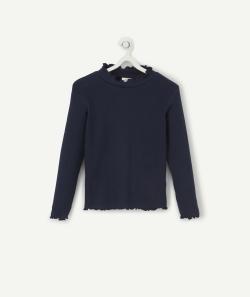 Sous-pull bleu marine avec détails volantés fille - 14 A
