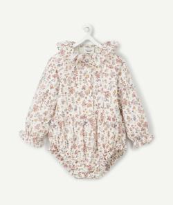 Combinaison bébé style chemise imprimé fleuri - 9 M