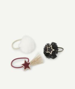 Lot de 3 élastiques étoiles et pompon fille - TU