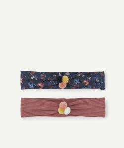 Lot de 2 bandeaux bébé fille avec pompons - TU