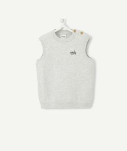Pull sans manches bébé garçon gris en coton avec message - 9 M