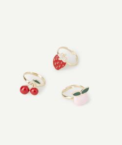 Le lot de 3 bagues réglables fruits - TU