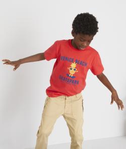 Le t-shirt rouge avec message et animation en coton biologique - 2 A