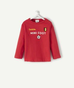 T-shirt bébé garçon en coton bio rouge thème football - 6 M