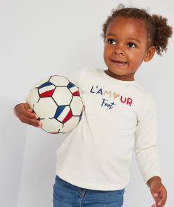T-shirt bébé fille en coton bio blanc thème football - 23 M