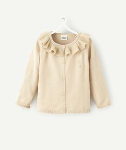 Gilet bébé fille doré avec col volant - 9 M