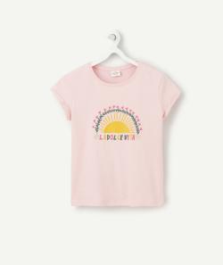 T-shirt fille en fibres recyclées rose floqué avec message - 12 A