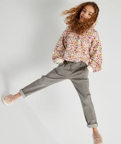 Emma le jean mom fille gris avec volants aux poches - 6 A