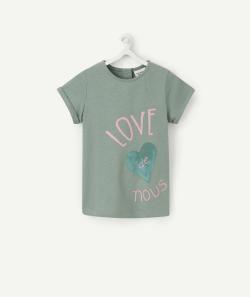 Le t-shirt vert en coton biologique avec message - 1 M