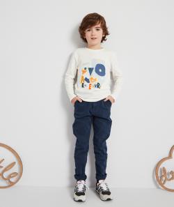 Pantalon relaxed garçon en fibres recyclées bleu marine - 6 A