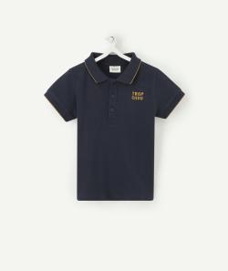 Polo manches courtes bébé garçon en coton bleu marine - 9 M