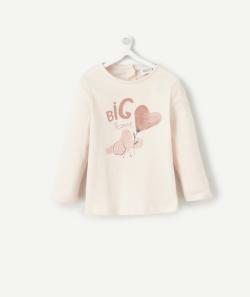 T-shirt bébé fille en fibres recyclées rose avec message - 9 M
