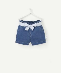 Short bébé fille en denim low impact avec ceinture - 6 M