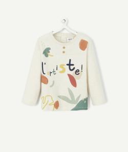 T-shirt bébé garçon en coton écru avec motifs colorés - 18 M