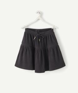 Jupe courte grise côtelée en fibres recyclées fille - 14 A