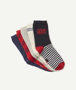 Le lot de 5 chaussettes hautes avec détails rouges - 35-37