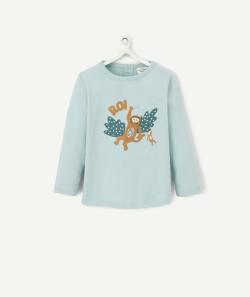Le t-shirt bleu pastel en coton biologique et avec singes - 18 M
