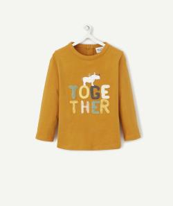 Le t-shirt camel en coton biologique avec message en bouclette - 1 M