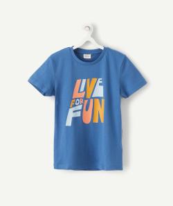 T-shirt garçon en coton biologique bleu avec message - 3 A