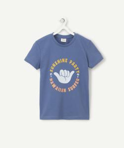 T-shirt garçon en coton biologique bleu avec message - 2 A