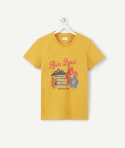 T-shirt garçon en coton biologique jaune avec imprimé surf - 6 A