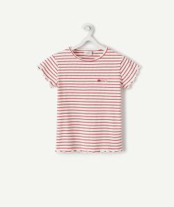 Le t-shirt blanc rayé et côtelé en coton biologique - 8 A