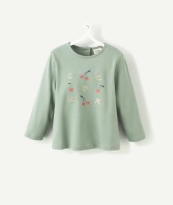 T-shirt bébé fille en coton biologique vert avec message - 18 M