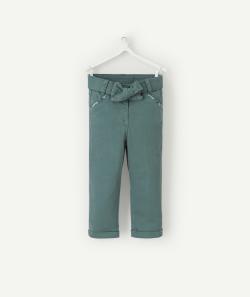 Pantalon chino bébé fille vert avec ceinture - 9 M