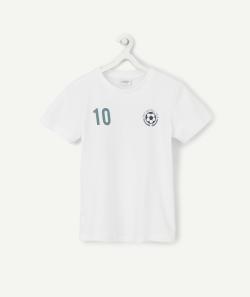 T-shirt blanc garçon en fibres recyclées thème football vert - 2 A