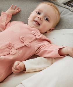 Dors bien en coton biologique rose imprimé pommes - 9 M