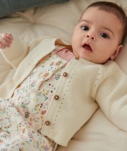 Cardigan bébé en tricot écru - 0 M