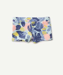 Le boxer de bain bleu avec feuilles colorées en fibres recyclées - 9 M