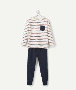 Pyjama garçon en coton tricolore bleu blanc et rouge - 3 A
