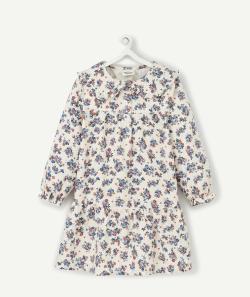 La robe écrue fleurie rose et bleue avec col - 12 M