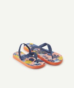 Les tongs orange fluo imprimées feuilles - 34-35