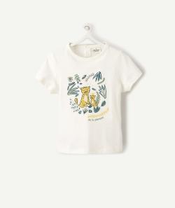 Le t-shirt blanc avec animation tigres en fibres recyclées - 1 M