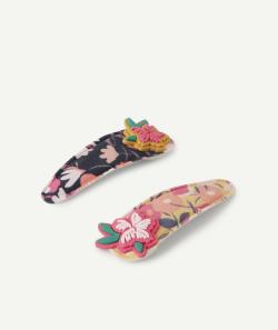 Le lot de 2 barrettes imprimées avec fleurs en gomme - TU