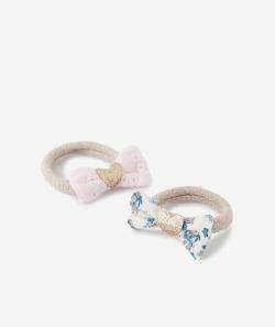 Le lot de 2 élastiques pailletés avec noeud fleuri et rose - TU