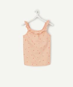 Le débardeur imprimé rose fleuri avec volants en coton reyclé - 12 A