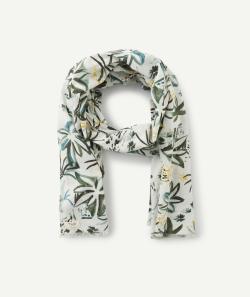 Le foulard blanc en coton imprimé palmiers - TU