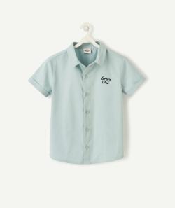 La chemise manches courtes verte avec message en coton - 5 A