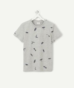 T-shirt garçon en coton biologique gris imprimé surfeurs - 3 A