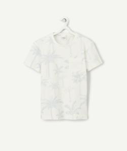 T-shirt garçon en coton biologique blanc imprimé palmiers - 10 A