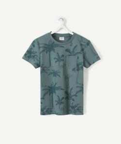 T-shirt garçon en coton biologique vert avec palmiers imprimés - 6 A