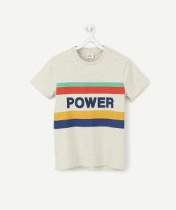 T-shirt en coton bio aux bandes colorées et message garçon - 10 A