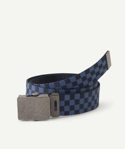 Ceinture garçon damier bleu et noir boucle en métal - 70-75