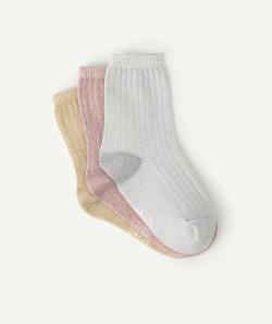 Lot de 3 chaussettes fille pailletées - 27-30