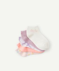Lot de 5 paires de socquettes fille mauve et rose - 31-34